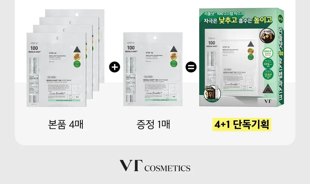 [집중케어] VT 리들샷 100 2스텝 마스크 4매 (+1매 증정기획) 상세페이지 2